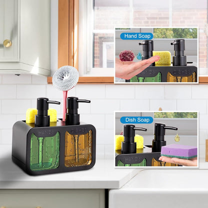 4 in 1 Manual Press Liquid Dish & Hand Soap Dispenser