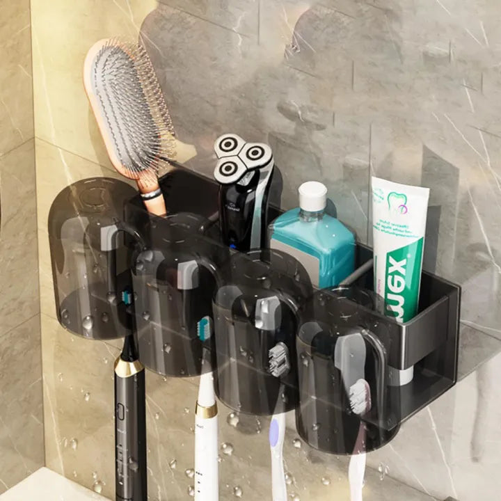 Wall Mounted Suction Shelf Royal Organix 4-in-1 Toothbrush Holder