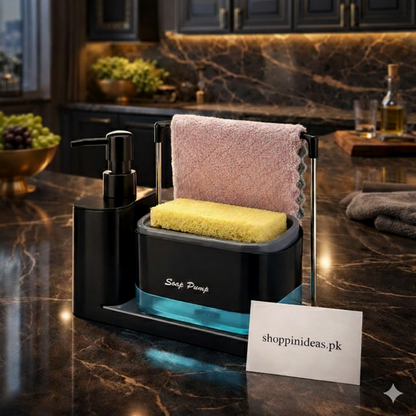 Luxury Sink Organizer with Soap Dispenser & Sponge Holder – Premium Kitchen Cleaning Station