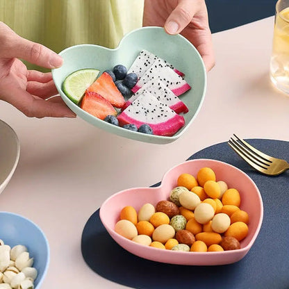 Heart Shape 10 PCs Plate Set With Holder (Randoms Colour)