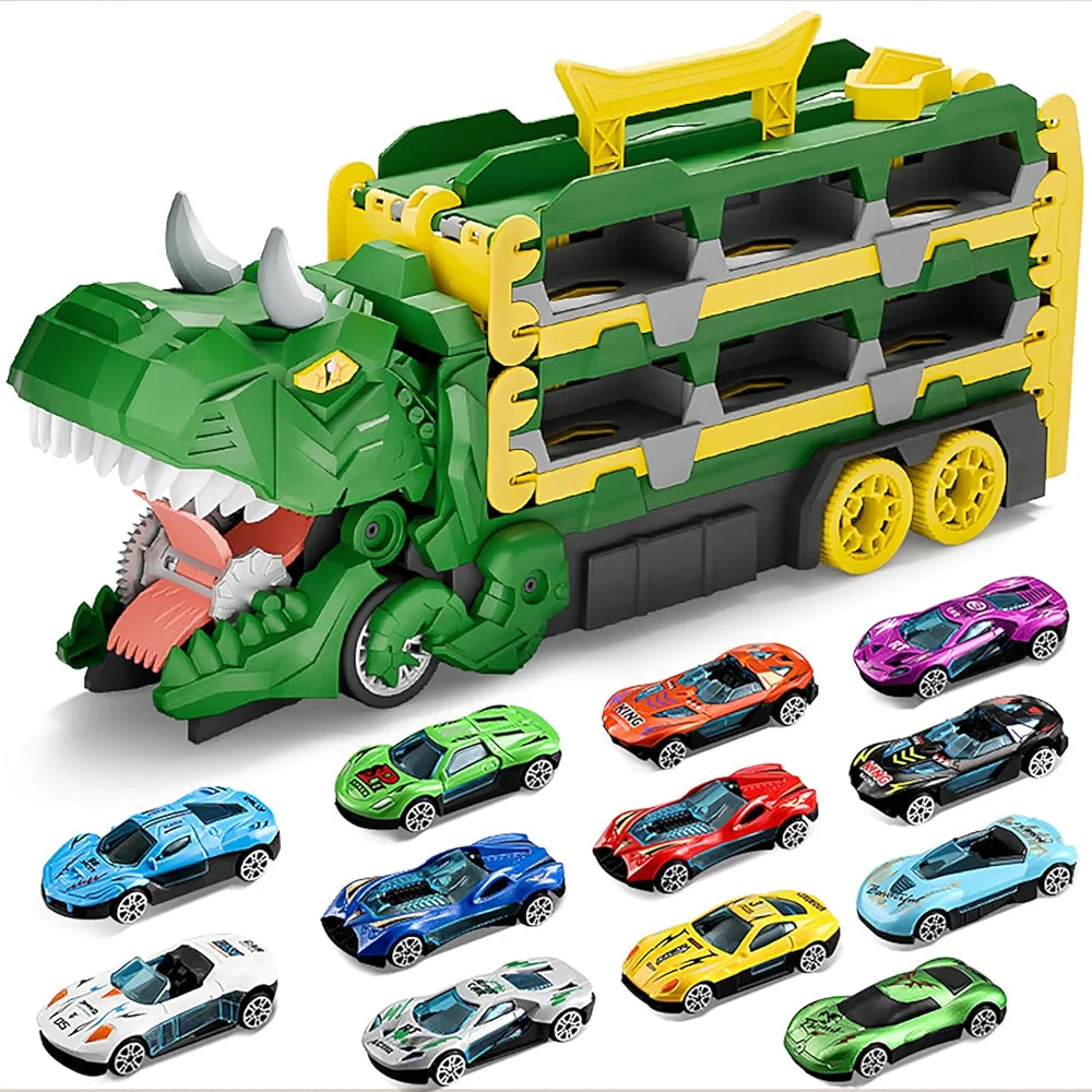 Urban Rail Track Toy Set For Childrens Transforming Dinosaur Truck Includes 6 Vehicles Ultimate Garage Playset