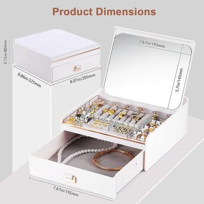 Jewellery Storage Box with Mirror and Drawer