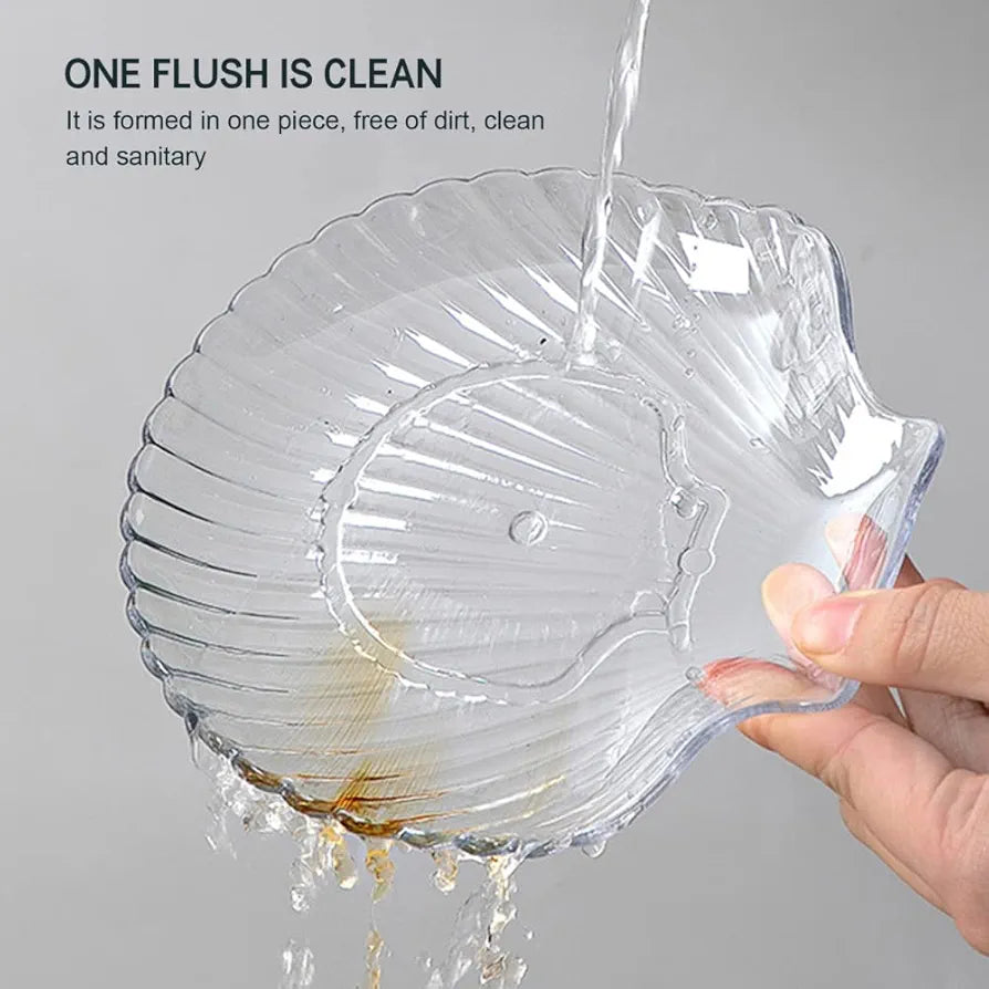 Acrylic Sea Shell Shape Plate Set With Metal Stand 8pcs