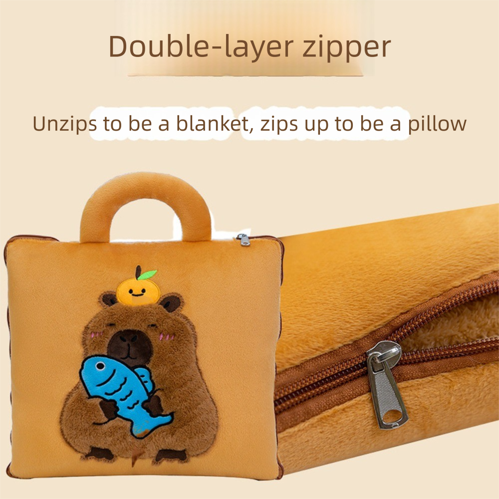 3-in-1 Cartoon Cushion Blanket – Plush Pillow & Travel Blanket