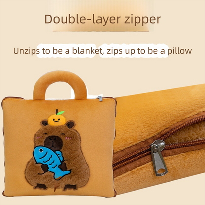 3-in-1 Cartoon Cushion Blanket – Plush Pillow & Travel Blanket