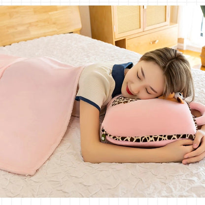 3-in-1 Cartoon Cushion Blanket – Plush Pillow & Travel Blanket