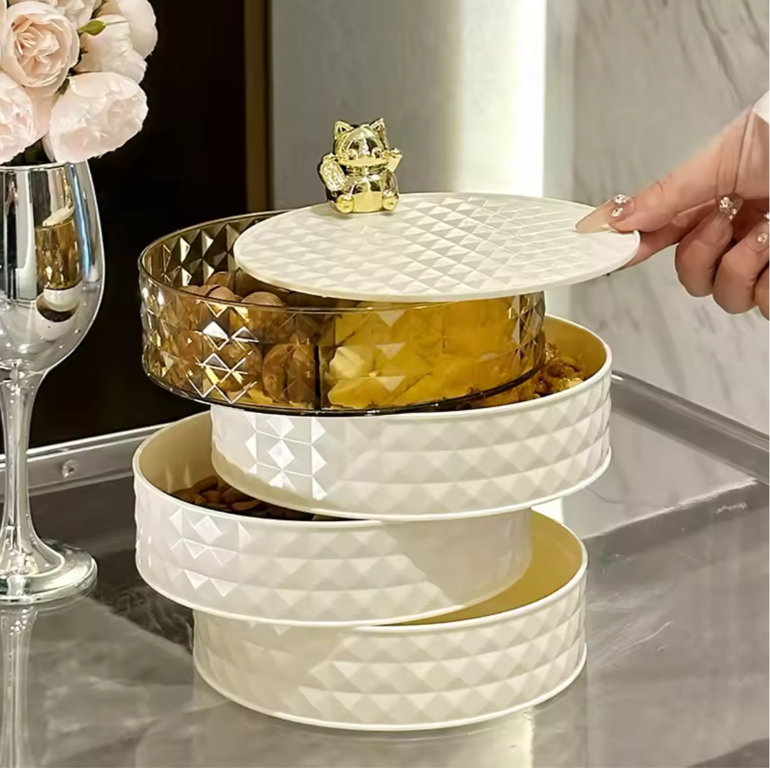 Rotatable Dust proof 4 Layer Jewelry Organizer