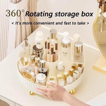 360° Rotating Luxury Cosmetic Organizer Tray – Makeup & Skincare Storage