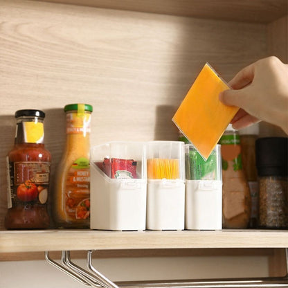 Fridge Organizer Bins with Lids Stackable Storage Containers for Cheese, Sauce Packets & Snacks