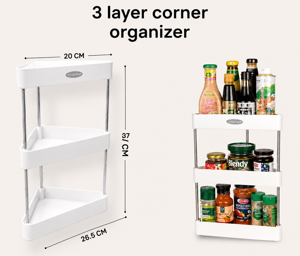 3 Tier Triangle Storage Utility Rack, Corner Organizer Rack