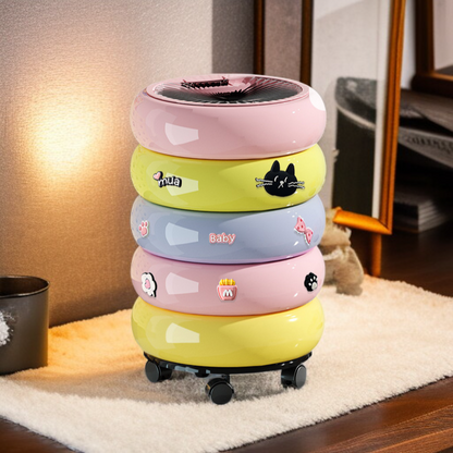Cute Trolley Dustbin with Detachable Inner Bin and Decorative Stickers