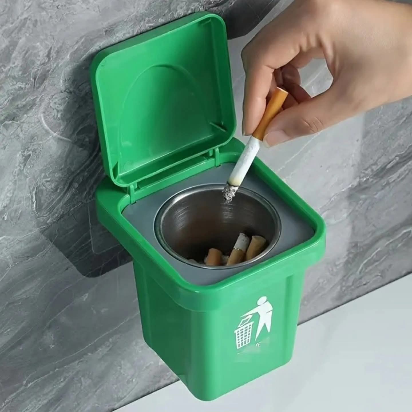 Wall Mounted Compact Cigarette Ashtray Trashbin