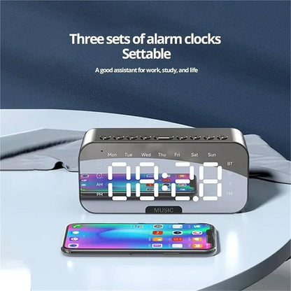 Multifunction Rechargeable Alarm Clock With Wireless Bluetooth Speaker, Radio Desk Clock
