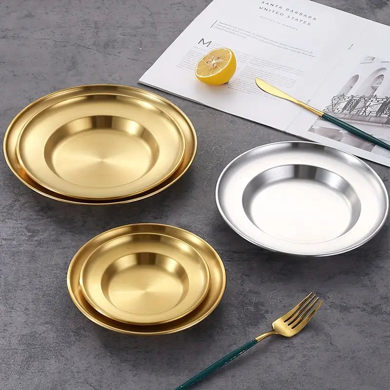 Luxury Gold Stainless Steel Serving Plat