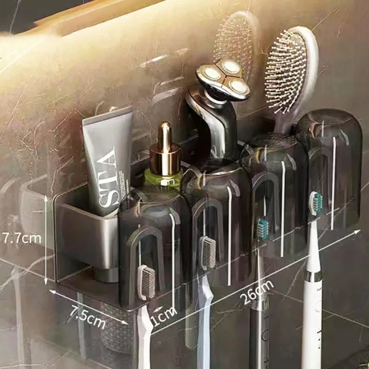 Wall Mounted Suction Shelf Royal Organix 4-in-1 Toothbrush Holder