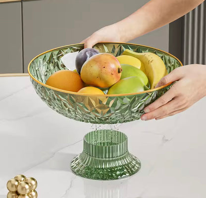 Elegant Acrylic Draining Luxury Fruit Bowl With Golden Rim