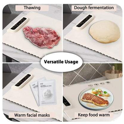 Folding Food Warmer Silicone Tray with Adjustable Temperature Control