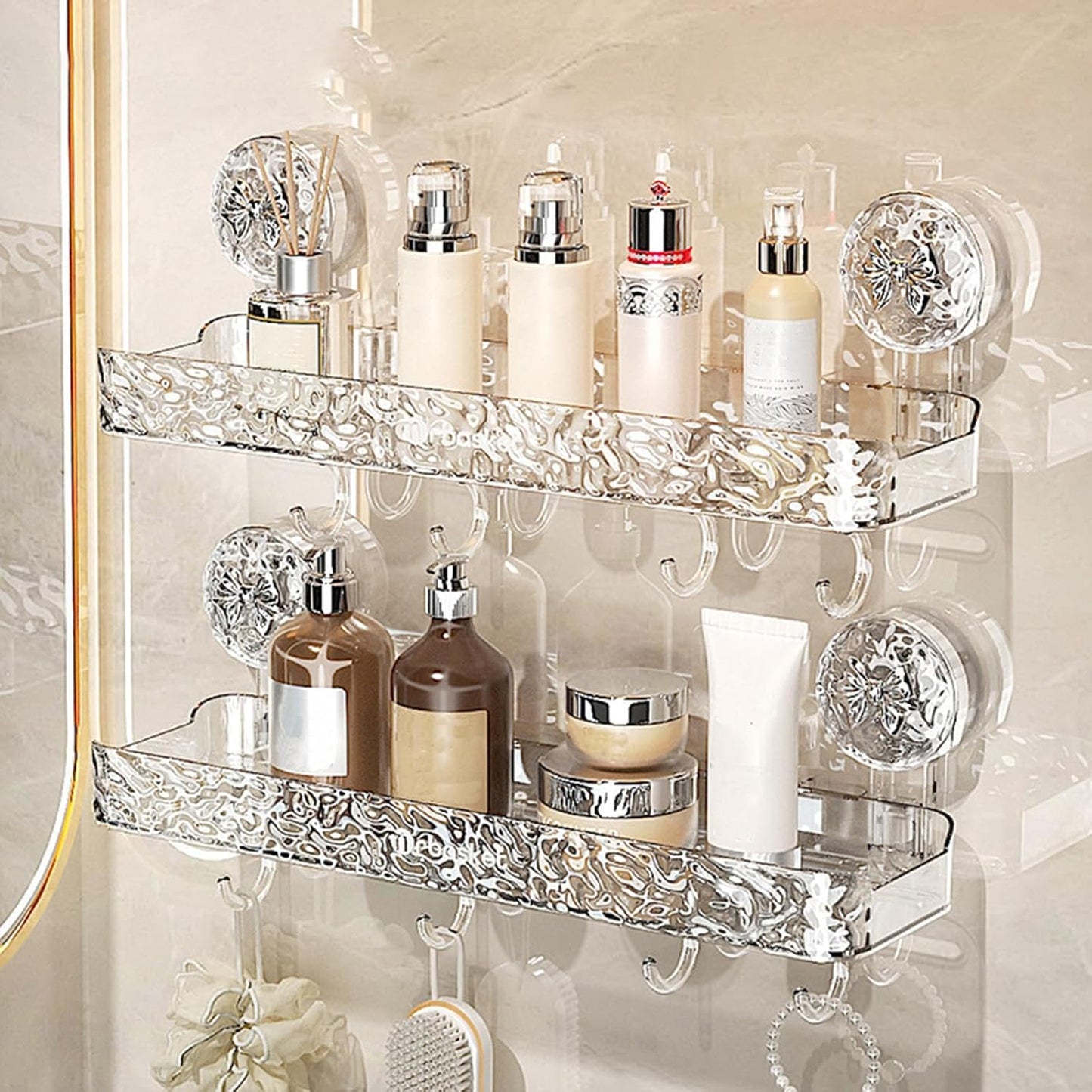 Luxury Style Glacier Pattern Suction Cup Shelf