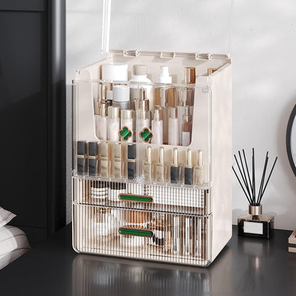 Large Dustproof Waterproof Makeup Organizer, Display Case with Drawers