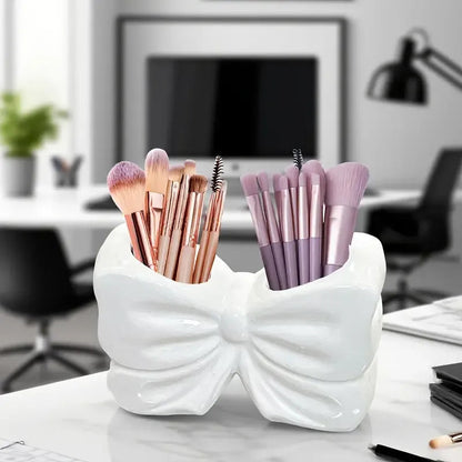 Elegant Cute Bow Shape Cosmetic Brush And Toothbrush Storage Organizer