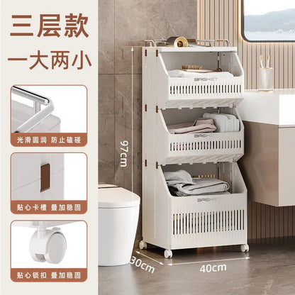Multi-Layer Dirty Clothes Basket with Wheels – Bathroom Storage Heavy Quality