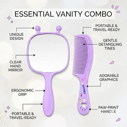 Cute Compact 2-Piece Mini Comb With Mirror Set