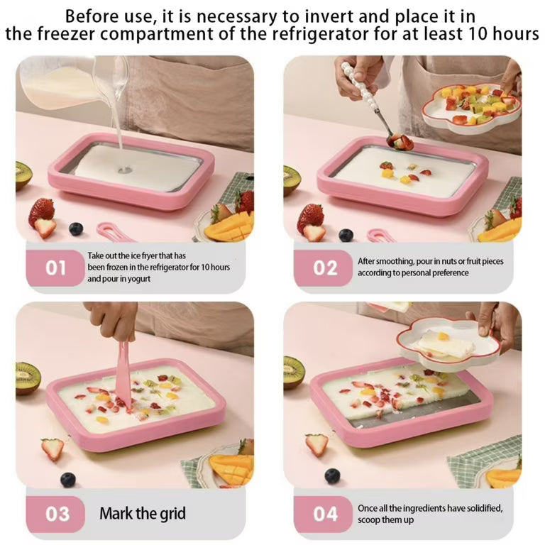 Home Instant Rolled Ice Cream Maker Pan