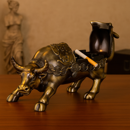 Vintage Metal Bull Ashtray - Creative Desktop Smoking Accessory
