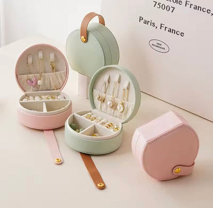 Mini Portable PU Leather Jewelry Organizer Box
