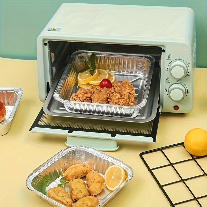 Disposable Square Aluminum Foil Plate For Air Fryer (Set Of 10)