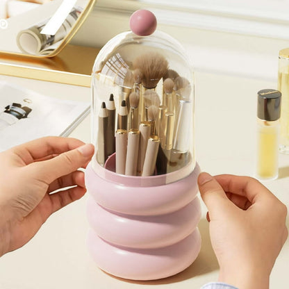 Nordic Style Rotating Makeup Brush Holder With Lid