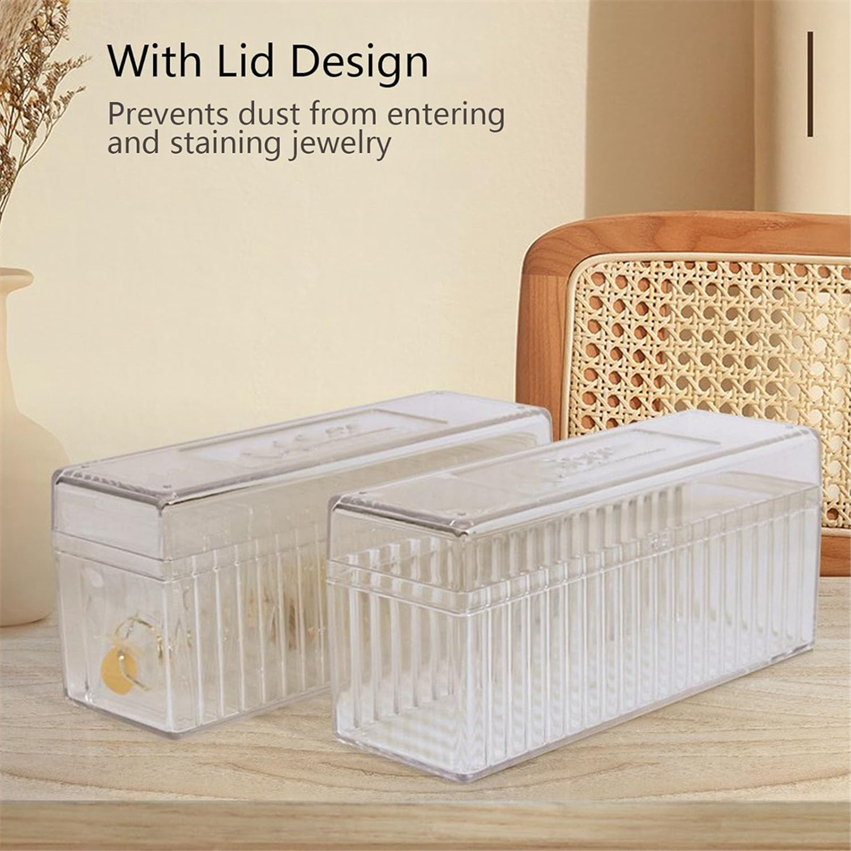 Clear Jewelry Organizer Box with 20 pvc Resealable Zip Bags – Compact Storage Case for Rings, Earrings, Necklaces & Small Accessories