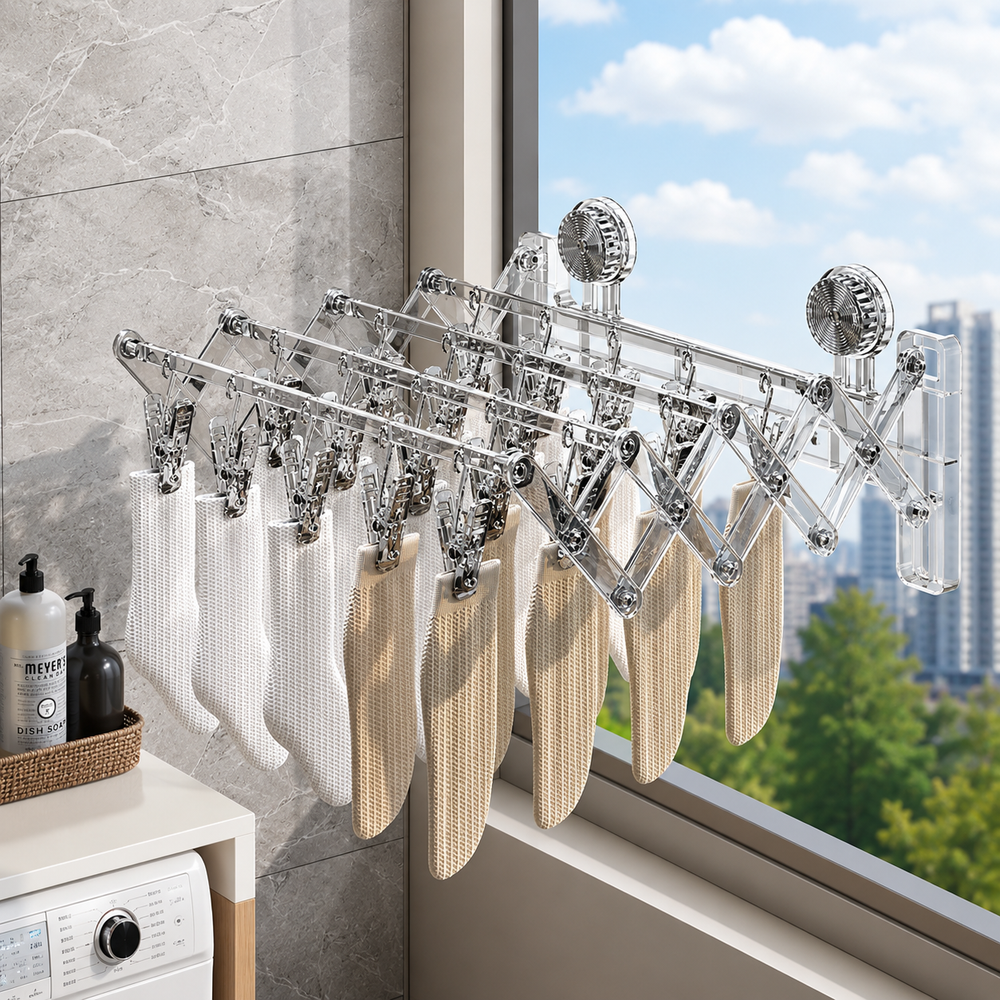 Wall-Mounted Foldable Socks Drying Rack