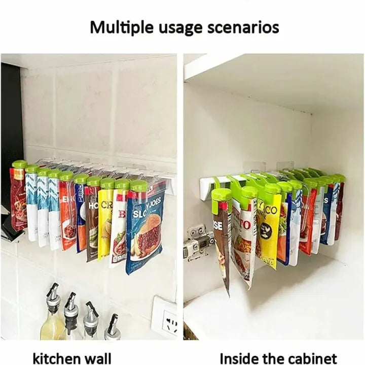 Wall Mounted Spice Bag Storage Rack Punch Free Seasoning Bag