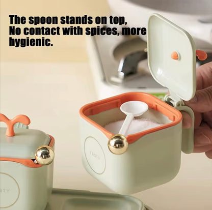 3-Piece Modern Spice Jar Set with Tray & Spoons – Airtight Containers for Kitchen Storage