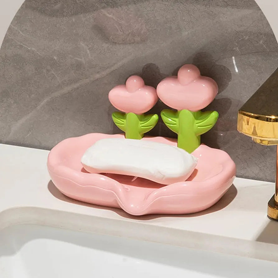 Flower Decor Creative Floral Soap Dish With Dual Drainage Design