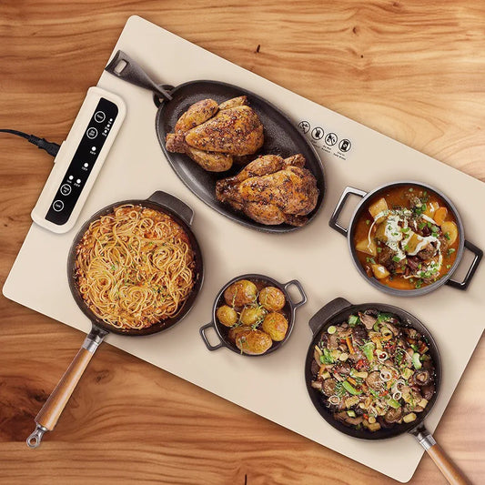 Folding Food Warmer Silicone Tray with Adjustable Temperature Control
