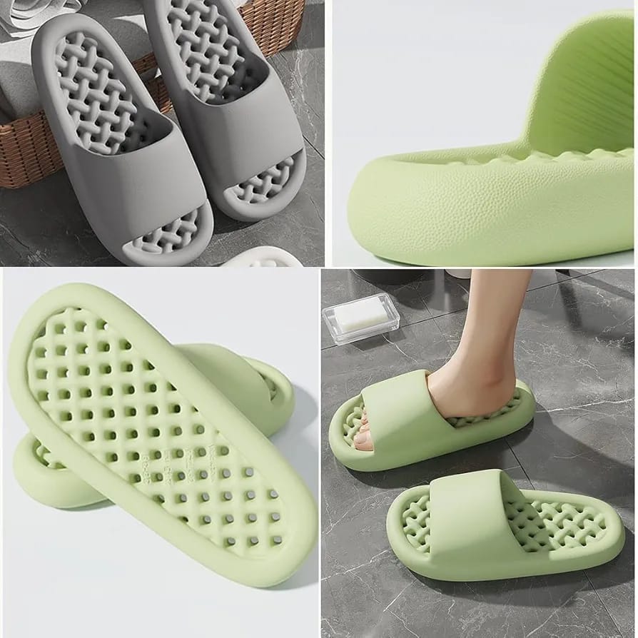 Bathroom Bathing Non-slip Men Women Leaking Quick-drying Slippers for Couples (Standard Sizes)