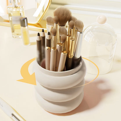 Nordic Style Rotating Makeup Brush Holder With Lid