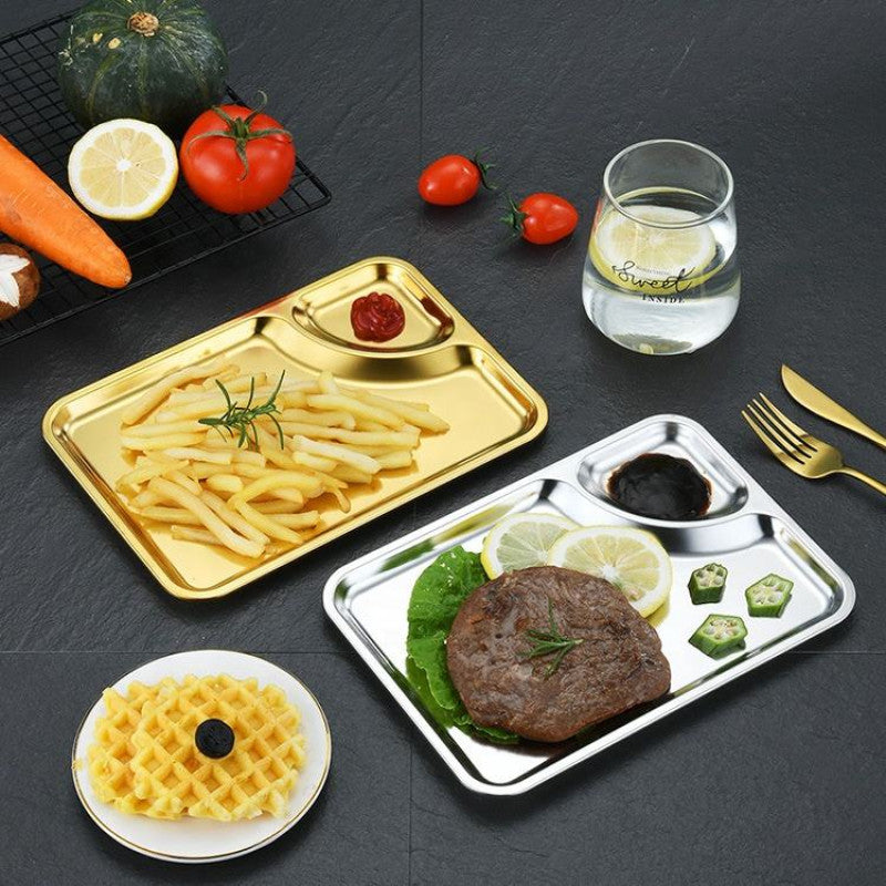 Stainless Steel Premium Golden Serving Plate, Dining Serving Tray