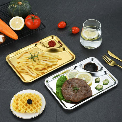 Stainless Steel Premium Golden Serving Plate, Dining Serving Tray