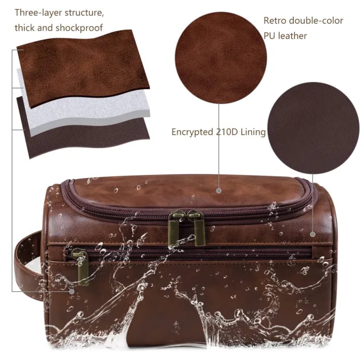 Travel Premium Leather Hanging Toiletry Bag
