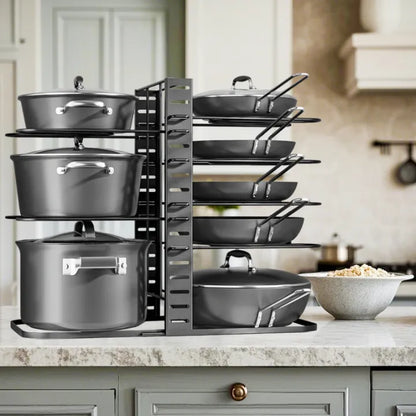 Pot & Pan Organizer Rack – Adjustable Cabinet Storage