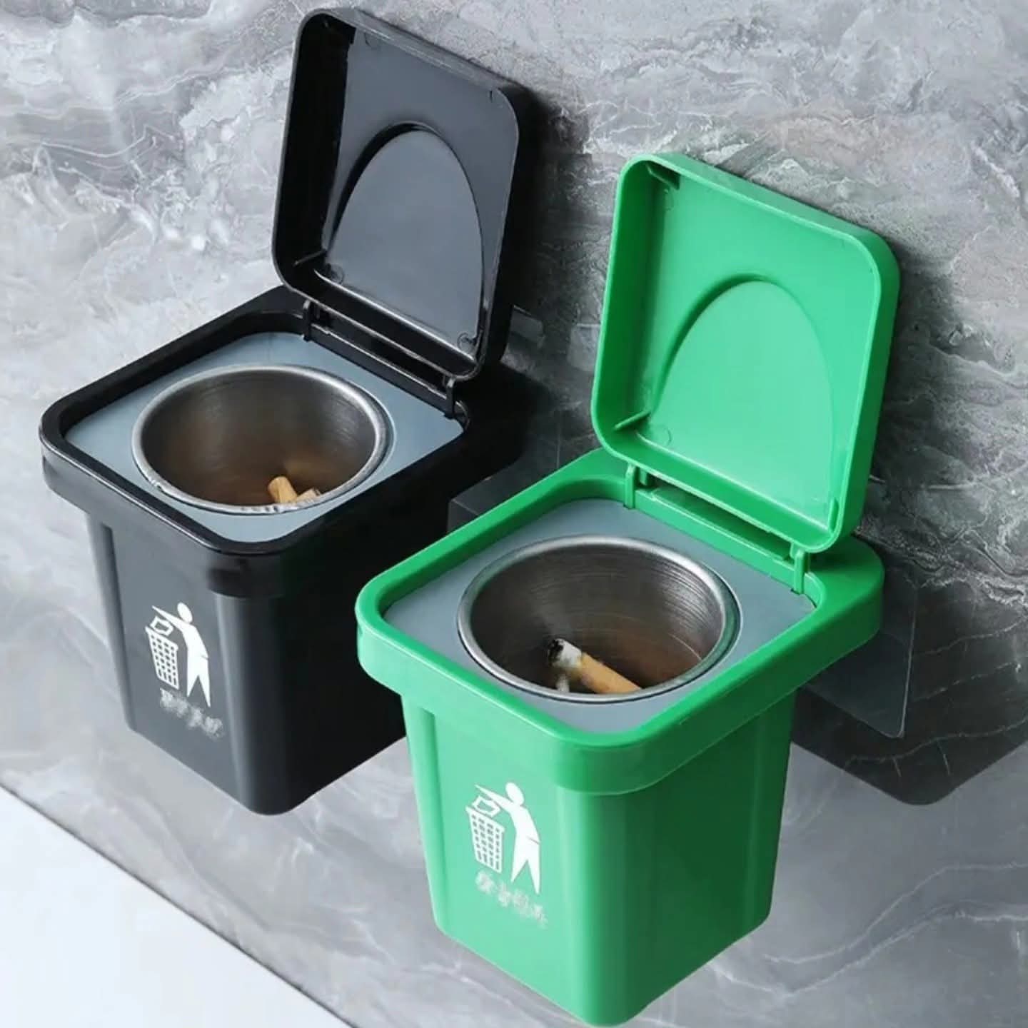 Wall Mounted Compact Cigarette Ashtray Trashbin