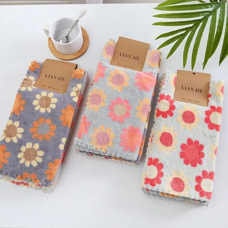 5Pcs Kitchen Cleaning Cloths Soft Absorbent Dishcloth
