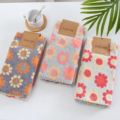 5Pcs Kitchen Cleaning Cloths Soft Absorbent Dishcloth