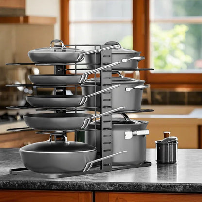Pot & Pan Organizer Rack – Adjustable Cabinet Storage