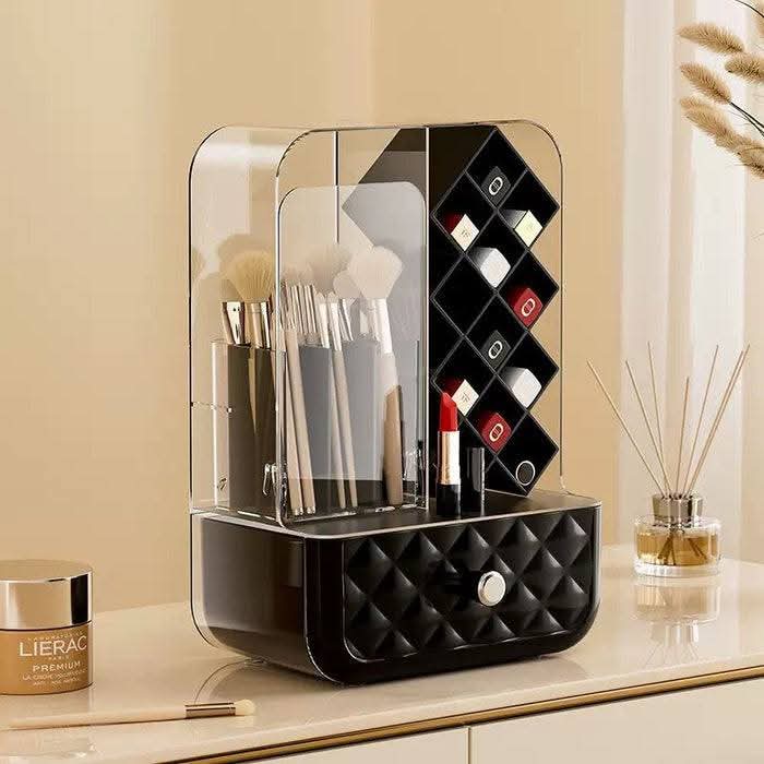 Luxury Dustproof Cosmetic Organizer – Premium Makeup Storage Box with Drawer