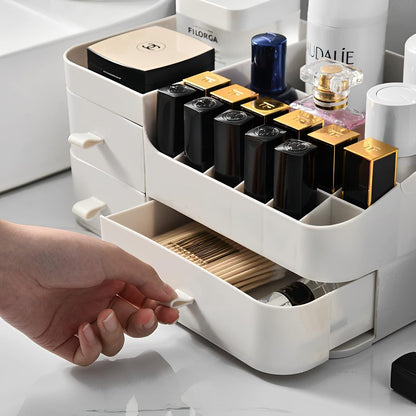 Luxury Desktop Cosmetic Box Multiple Drawers & Lipstick Slots Organize Vanity.