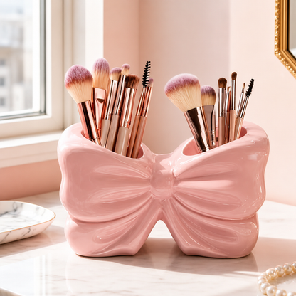 Elegant Cute Bow Shape Cosmetic Brush And Toothbrush Storage Organizer